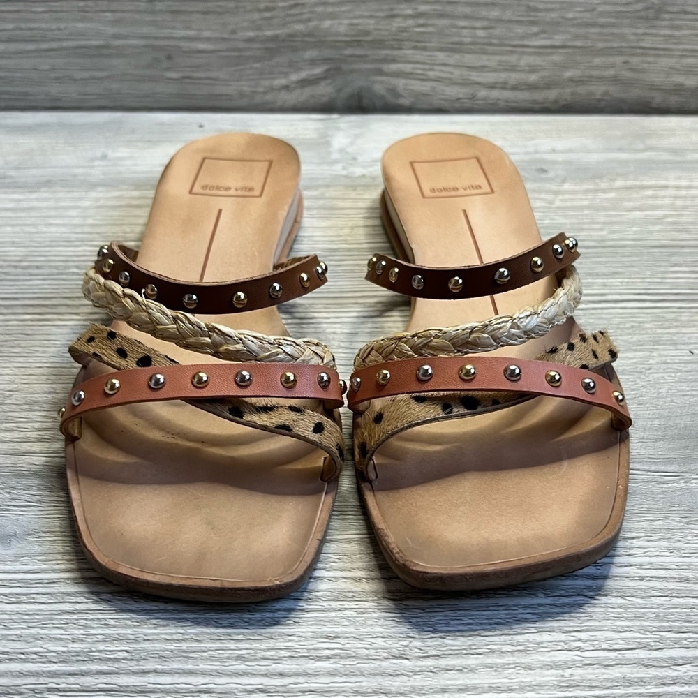 EUC Dolce Vita Ramey 4 strap slip on sandals size 6.5 leather great for summer - Picture 5 of 13